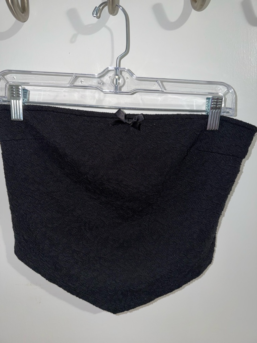 AND Black Textured Strapless Tube Top with Front Bow
